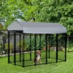 PawHut 8 ft x 4 ft x 6 ft Outdoor Dog Playpen, Kennel with Lockable Door and Water-Resistant Canopy, for Medium/Large Dogs - Image 2