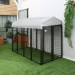 PawHut 8 ft x 4 ft x 6 ft Outdoor Dog Playpen, Kennel with Lockable Door and Water-Resistant Canopy, for Medium/Large Dogs - Image 13