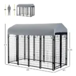 PawHut 8 ft x 4 ft x 6 ft Outdoor Dog Playpen, Kennel with Lockable Door and Water-Resistant Canopy, for Medium/Large Dogs - Image 3
