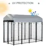 PawHut 8 ft x 4 ft x 6 ft Outdoor Dog Playpen, Kennel with Lockable Door and Water-Resistant Canopy, for Medium/Large Dogs - Image 6