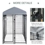 PawHut 8 ft x 4 ft x 6 ft Outdoor Dog Playpen, Kennel with Lockable Door and Water-Resistant Canopy, for Medium/Large Dogs - Image 7