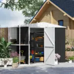 8 x 4ft Outdoor Garden Shed, Metal Storage Shed with Air Vents and Lockable Door for Backyard Garden Patio, Dark Gray - Image 2
