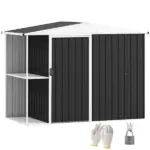 8 x 4ft Outdoor Garden Shed, Metal Storage Shed with Air Vents and Lockable Door for Backyard Garden Patio, Dark Gray - Image 11