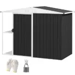 8 x 4ft Outdoor Garden Shed, Metal Storage Shed with Air Vents and Lockable Door for Backyard Garden Patio, Dark Gray
