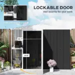 8 x 4ft Outdoor Garden Shed, Metal Storage Shed with Air Vents and Lockable Door for Backyard Garden Patio, Dark Gray - Image 7