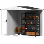 8 x 4ft Outdoor Garden Shed, Metal Storage Shed with Air Vents and Lockable Door for Backyard Garden Patio, Dark Gray - Image 9
