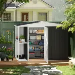 8 x 4ft Outdoor Garden Shed, Metal Storage Shed with Air Vents and Lockable Door for Backyard Garden Patio, Dark Gray - Image 10