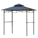 Outsunny 8 ft x 5 ft BBQ Gazebo, Outdoor BBQ Canopy with 2 Side Shelves, and Double Layer PC Roof, UV/Rain Resistant, Sturdy Frame, Brown - Image 11