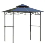 Outsunny 8 ft x 5 ft BBQ Gazebo, Outdoor BBQ Canopy with 2 Side Shelves, and Double Layer PC Roof, UV/Rain Resistant, Sturdy Frame, Brown