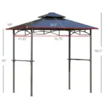 Outsunny 8 ft x 5 ft BBQ Gazebo, Outdoor BBQ Canopy with 2 Side Shelves, and Double Layer PC Roof, UV/Rain Resistant, Sturdy Frame, Brown - Image 3