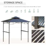 Outsunny 8 ft x 5 ft BBQ Gazebo, Outdoor BBQ Canopy with 2 Side Shelves, and Double Layer PC Roof, UV/Rain Resistant, Sturdy Frame, Brown - Image 5
