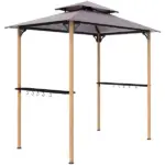 Outsunny 8 ft x 5 ft Grill Gazebo, Double Tiered Barbecue Grill Gazebo Shelter with 2 Side Shelves and 10 Hooks for Patio, Garden - Image 11