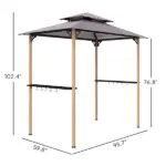 Outsunny 8 ft x 5 ft Grill Gazebo, Double Tiered Barbecue Grill Gazebo Shelter with 2 Side Shelves and 10 Hooks for Patio, Garden - Image 3