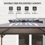 Outsunny 8 ft x 5 ft Grill Gazebo, Double Tiered Barbecue Grill Gazebo Shelter with 2 Side Shelves and 10 Hooks for Patio, Garden - Image 4