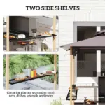 Outsunny 8 ft x 5 ft Grill Gazebo, Double Tiered Barbecue Grill Gazebo Shelter with 2 Side Shelves and 10 Hooks for Patio, Garden - Image 5