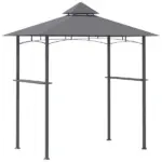 8' x 5' Grill Gazebo with Double Roof, Outdoor BBQ Canopy Gazebo with 2 Side Shelves for Patio Yard Garden Gray - Image 11