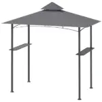 8' x 5' Grill Gazebo with Double Roof, Outdoor BBQ Canopy Gazebo with 2 Side Shelves for Patio Yard Garden Gray