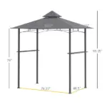 8' x 5' Grill Gazebo with Double Roof, Outdoor BBQ Canopy Gazebo with 2 Side Shelves for Patio Yard Garden Gray - Image 3