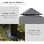 8' x 5' Grill Gazebo with Double Roof, Outdoor BBQ Canopy Gazebo with 2 Side Shelves for Patio Yard Garden Gray - Image 4