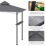 8' x 5' Grill Gazebo with Double Roof, Outdoor BBQ Canopy Gazebo with 2 Side Shelves for Patio Yard Garden Gray - Image 5