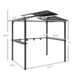 Outsunny 8 x 5ft Hardtop Grill Gazebo with Double Metal Roof, 2 Side Shelves and 4 Cup Holders for Patio Backyard Lawn Deck - Image 3