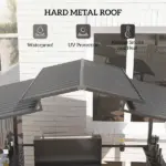 Outsunny 8 x 5ft Hardtop Grill Gazebo with Double Metal Roof, 2 Side Shelves and 4 Cup Holders for Patio Backyard Lawn Deck - Image 4