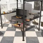 Outsunny 8 x 5ft Hardtop Grill Gazebo with Double Metal Roof, 2 Side Shelves and 4 Cup Holders for Patio Backyard Lawn Deck - Image 7
