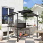 Outsunny 8 x 5ft Hardtop Grill Gazebo with Double Metal Roof, 2 Side Shelves and 4 Cup Holders for Patio Backyard Lawn Deck - Image 10