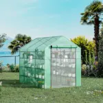 Outsunny 8 ft x 6 ft x 7 ft Portable Walk-in Greenhouse, 18 Shelf Hot House, Roll Up Zipper Door, UV protective for Growing Flowers, Vegetables - Image 2