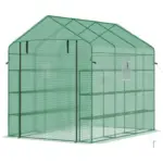 Outsunny 8 ft x 6 ft x 7 ft Portable Walk-in Greenhouse, 18 Shelf Hot House, Roll Up Zipper Door, UV protective for Growing Flowers, Vegetables - Image 12