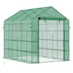 Outsunny 8 ft x 6 ft x 7 ft Portable Walk-in Greenhouse, 18 Shelf Hot House, Roll Up Zipper Door, UV protective for Growing Flowers, Vegetables