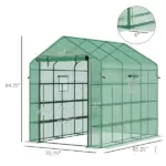 Outsunny 8 ft x 6 ft x 7 ft Portable Walk-in Greenhouse, 18 Shelf Hot House, Roll Up Zipper Door, UV protective for Growing Flowers, Vegetables - Image 3