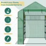 Outsunny 8 ft x 6 ft x 7 ft Portable Walk-in Greenhouse, 18 Shelf Hot House, Roll Up Zipper Door, UV protective for Growing Flowers, Vegetables - Image 4