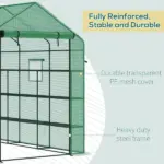 Outsunny 8 ft x 6 ft x 7 ft Portable Walk-in Greenhouse, 18 Shelf Hot House, Roll Up Zipper Door, UV protective for Growing Flowers, Vegetables - Image 6