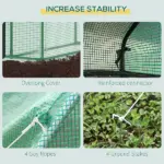 Outsunny 8 ft x 6 ft x 7 ft Portable Walk-in Greenhouse, 18 Shelf Hot House, Roll Up Zipper Door, UV protective for Growing Flowers, Vegetables - Image 7