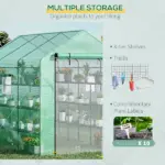 Outsunny 8 ft x 6 ft x 7 ft Portable Walk-in Greenhouse, 18 Shelf Hot House, Roll Up Zipper Door, UV protective for Growing Flowers, Vegetables - Image 8