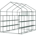 Outsunny 8 ft x 6 ft x 7 ft Portable Walk-in Greenhouse, 18 Shelf Hot House, Roll Up Zipper Door, UV protective for Growing Flowers, Vegetables - Image 9
