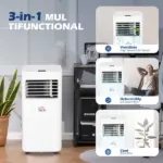 HOMCOM 8000 BTU Mobile Air Conditioner for Cooling and Dehumidifying, Remote Control, 24H Timer, LED Display, White - Image 4