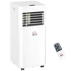 8000 btu mobile air conditioner for cooling and dehumidifying remote control 24h timer led display white