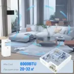 HOMCOM 8000 BTU Mobile Air Conditioner for Cooling and Dehumidifying, Remote Control, 24H Timer, LED Display, White - Image 5