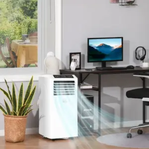8000 btu portable air conditioner built in cool dehumidifier fan modes with remote controller led display white 1