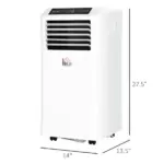 HOMCOM 8000 BTU Portable Air Conditioner, Built-in Cool, Dehumidifier, Fan Modes, with Remote Controller, LED Display, White - Image 3