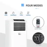 HOMCOM 8000 BTU Portable Air Conditioner, Built-in Cool, Dehumidifier, Fan Modes, with Remote Controller, LED Display, White - Image 5