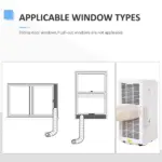 HOMCOM 8000 BTU Portable Air Conditioner, Built-in Cool, Dehumidifier, Fan Modes, with Remote Controller, LED Display, White - Image 7