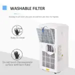 HOMCOM 8000 BTU Portable Air Conditioner, Built-in Cool, Dehumidifier, Fan Modes, with Remote Controller, LED Display, White - Image 8