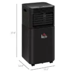 HOMCOM 8000BTU Compact Portable Air Conditioner, Efficient Cooling, Dehumidifier, Fan, with Remote, 24H Timer, Black - Image 8