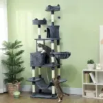 81" Cat Tree w/ Cat Scratching Posts, Scratching Board, Condos, Beds, Hammocks, Toy Balls, Rope Cat Toy, Gray - Image 2