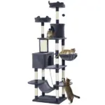 81" Cat Tree w/ Cat Scratching Posts, Scratching Board, Condos, Beds, Hammocks, Toy Balls, Rope Cat Toy, Gray - Image 11