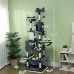 81" Cat Tree w/ Cat Scratching Posts, Scratching Board, Condos, Beds, Hammocks, Toy Balls, Rope Cat Toy, Gray - Image 3