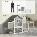 82" Wooden Chicken Coop, Large Outdoor Hen House for 2-3 Hens, Chicken House with Nesting Box, Pull-on Tray - Image 2